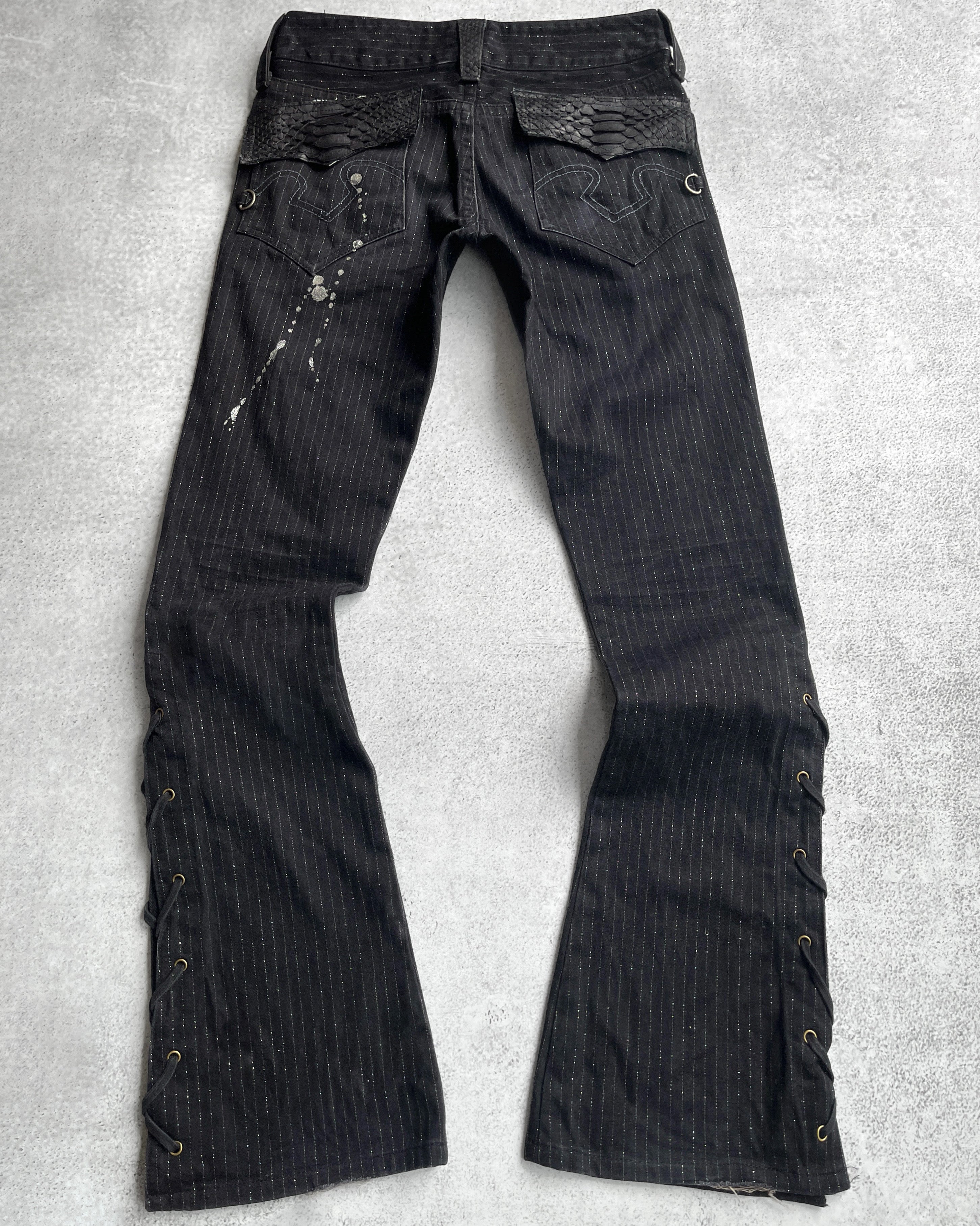 Archive 00s〜 one tack flare slacks Reclaimed Vintage flare pants with zip side slits in brown