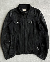 Load image into Gallery viewer, Buffalo Bobs 00s Waxed and Distressed Convertible Denim Trucker Jacket