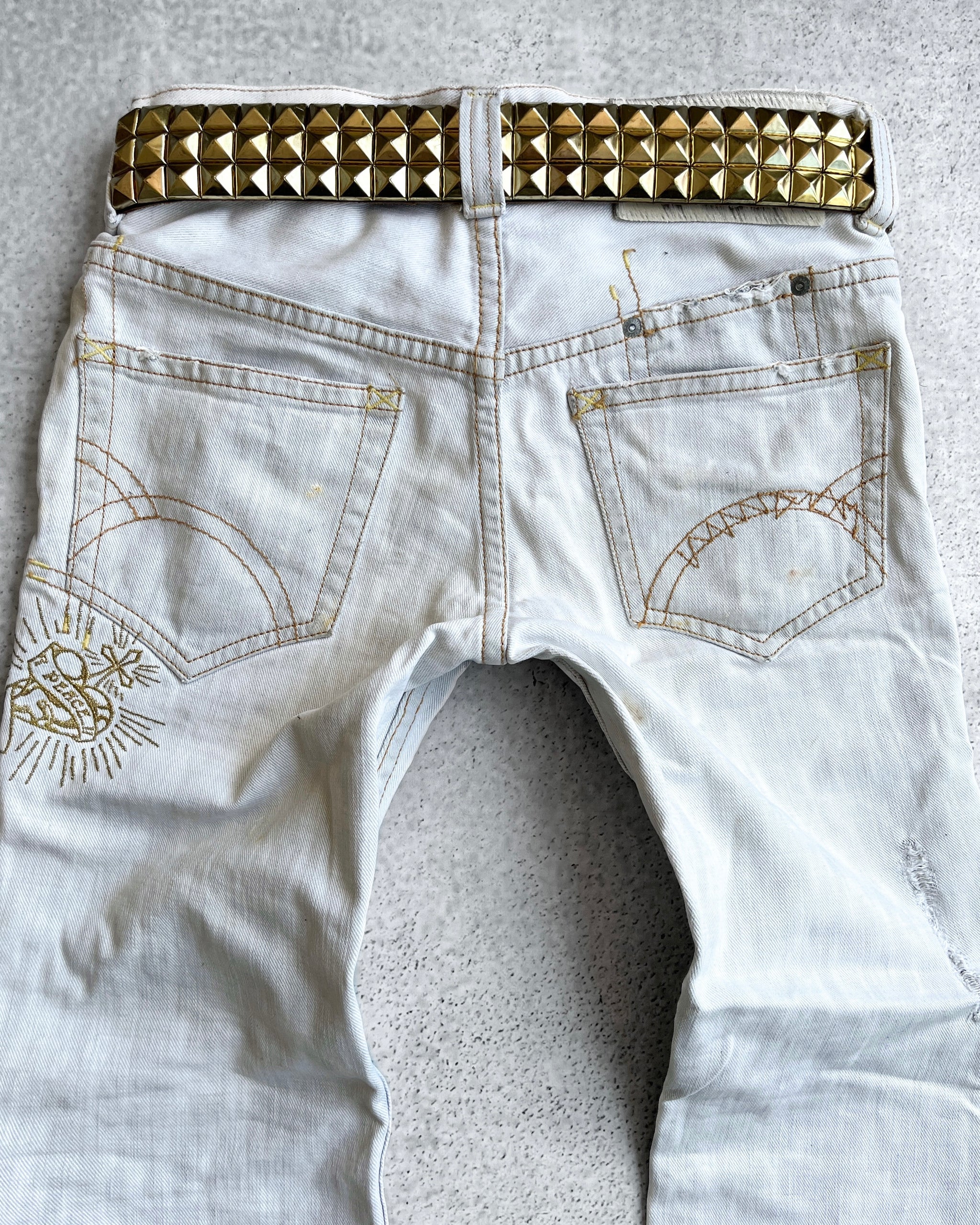 Kyoji Maruyama 00s White Washed 'Peace' Denim – firstfinal