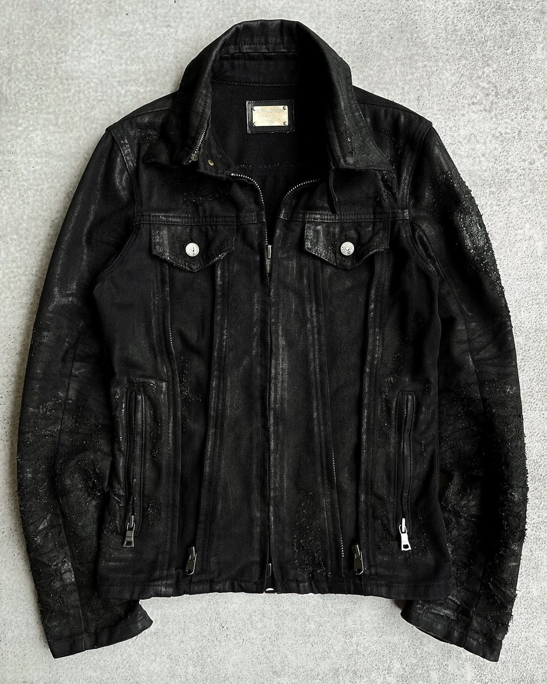 ジャケット・アウター 2000s Buffalo Bobs diagonal button coat Buffalo Bobs 00s Waxed and Distressed Convertible Denim Trucker