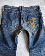 Load image into Gallery viewer, Obelisk 00s Skull Embroidered Flared Denim
