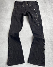 Load image into Gallery viewer, Obelisk 00s Python Skin Lace-up Pinstripe Flared Pants
